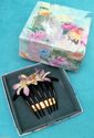 Those Bloomin' Real Flowers Hair Comb Clip Purple 