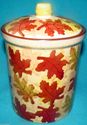 Rare Pier 1 Fall Autumn Leaves Canister Cookie Jar