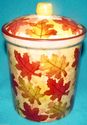 Rare Pier 1 Fall Autumn Leaves Canister Cookie Jar