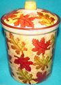 Rare Pier 1 Fall Autumn Leaves Canister Cookie Jar