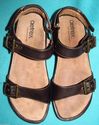 Aetrex Sandals Mandehle Brown Leather Buckle Women