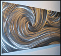 LARGE abstract METAL art silver ocean wave sculptu