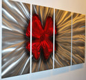 wall decor modern clover ABSTRACT METAL ART red co