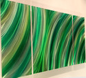 new  wave wall decor green silver modern abstract 