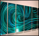 METAL abstract Turquoise ocean WALL DECOR painting