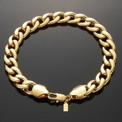 chixfashionz 18  Carat  Gold  Men s Curb Bracelet  Lobster 