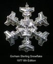 Gorham Snowflake 1977 Sterling Christmas Ornament 