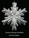 Gorham Snowflake 1978 Sterling Ornament 9th Editio