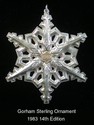 Gorham Snowflake 1983 Sterling Ornaments 14th Edit