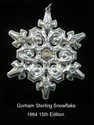 Gorham Snowflake 1984 Sterling Ornament 15th Editi