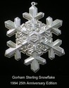 Gorham Snowflake 1994 Sterling Christmas Ornament 