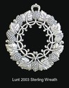 Lunt 2003 Sterling Ornament Christmas Wreath
