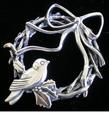Bird in Wreath Sterling Christmas Ornament #2837 H