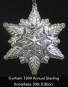 Gorham Snowflake 1999 Sterling Christmas Ornament 