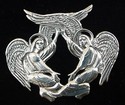Double Angel Sterling Christmas Ornament 1990 Hand