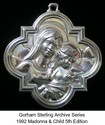 Sterling Ornament Gorham Archive 1992 Madonna & Ch