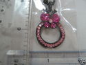 RHINESTONE PENDANT/CHARM NECKLACE W PLASTIC BEADS