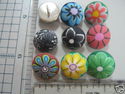 Handmade Clay Button with Metal Base Half Dome/Sha
