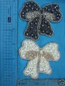 SEQUIN APPLIQUE, GLASS BEAD RHINESTONE PATCH, BOW