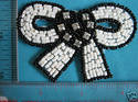 SEQUIN APPLIQUE, GLASS BEADS RHINESTONE PATCH, BOW