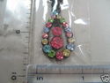 RHINESTONE PENDANT/CHARM NECKLACE W PLASTIC BEADS