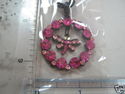 RHINESTONE PENDANT/CHARM NECKLACE W PLASTIC BEADS