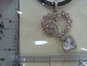 RHINESTONE PENDANT/CHARM NECKLACE W BLACK CORD