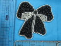SEQUIN APPLIQUE, GLASS BEAD RHINESTONE PATCH, BOW