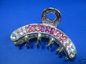 Rhinestone Hair Claw/Shark Teeth, Hair Clips Pink