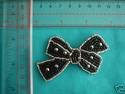 SEQUIN APPLIQUE, GLASS BEAD RHINESTONE PATCH, BOW
