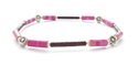 Pink Tones Paper Bead Stretch Bracelet Carved Wood
