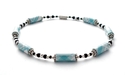 Light Blue and White Argyle Plaid Paper Bead Ankle