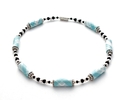 Light Blue and White Argyle Plaid Paper Bead Ankle