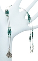 Green Plaid Paper Bead Illusion Necklace Shamrock 