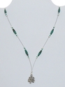 Green Plaid Paper Bead Illusion Necklace Shamrock 