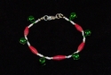 Red Christmas Paper Bead Bracelet Holiday Green Ji
