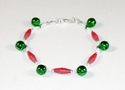 Red Christmas Paper Bead Bracelet Holiday Green Ji
