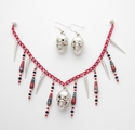 Black and Red Paper Bead Vampire Charm Bracelet Sk