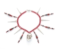 Black and Red Paper Bead Vampire Charm Bracelet Sk