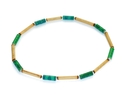 Green Tones Paper Bead Anklet Wood and Silver Acce