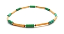 Green Tones Paper Bead Anklet Wood and Silver Acce
