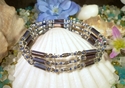 Triple 3 Strand Dark Blue and Brown Bead Bracelet 