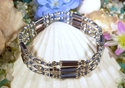 Triple 3 Strand Dark Blue and Brown Bead Bracelet 