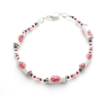 White and Red Snowflake Christmas Paper Bead Brace
