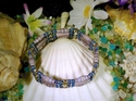 3 Strand Faux Gray Stone Paper Bead Bracelet Silve