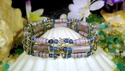3 Strand Faux Gray Stone Paper Bead Bracelet Silve
