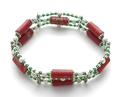3 Strand Dark Red and Glitter Paper Bead Bracelet 