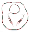 Green with Holly Paper Bead Necklace Bracelet and 