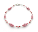 Red and White Stripes Christmas Paper Bead Bracele