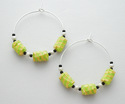 Woven Yellow and Green Stardust Paper Bead Hoop Ea